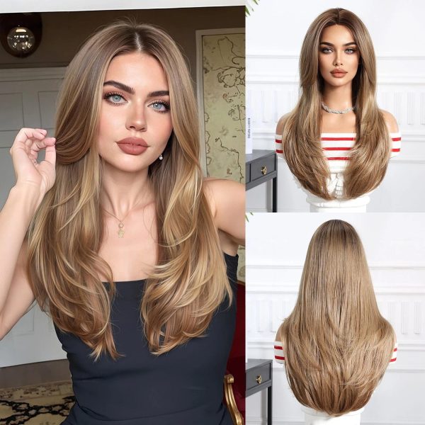 Ash Brown Honey Blonde Balayage Long Straight Wig with Bangs – Caramel Highlighted 26 Inch Ash Brown Honey Blonde Balayage Long Straight Wig with Bangs – Caramel Highlighted 26 Inch