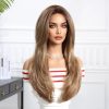 Ash Brown Honey Blonde Balayage Long Straight Wig with Bangs – Caramel Highlighted 26 Inch Ash Brown Honey Blonde Balayage Long Straight Wig with Bangs – Caramel Highlighted 26 Inch