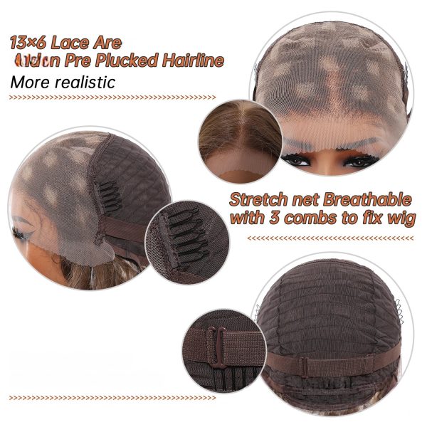 Ash Brown Body Wave Wig – Caramel Honey Blonde Highlights No Bangs Synthetic Hair 14 Inch Ash Brown Body Wave Wig – Caramel Honey Blonde Highlights No Bangs Synthetic Hair 14 Inch