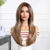 Ash Brown Honey Blonde Balayage Long Straight Wig with Bangs – Caramel Highlighted 26 Inch Ash Brown Honey Blonde Balayage Long Straight Wig with Bangs – Caramel Highlighted 26 Inch