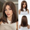 14 Inch Chestnut Brown Wavy Bob Wig – Caramel Synthetic Hair