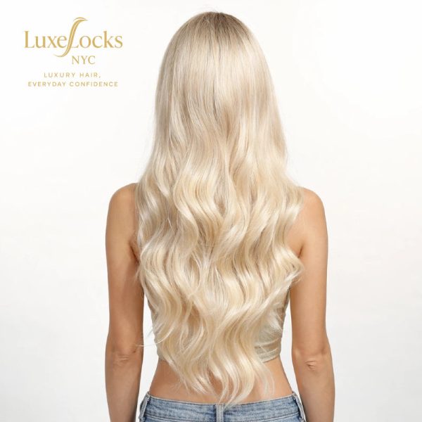 26 Inch Platinum Blonde Long Wavy Wig – Dark-Rooted Icy Synthetic Hair 26 Inch Platinum Blonde Long Wavy Wig – Dark-Rooted Icy Synthetic Hair