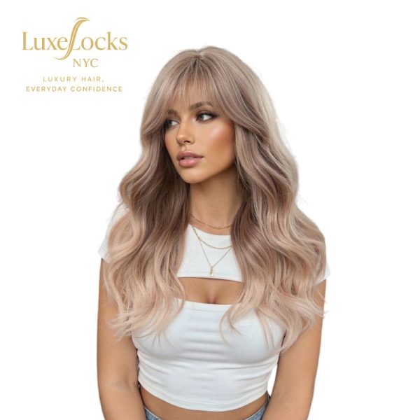 20 Inch Ash Blonde Body Wave Wig with Bangs – Synthetic Hair 20 Inch Ash Blonde Body Wave Wig with Bangs – Synthetic Hair