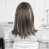 16 Inch Brown Bob Wig with Bangs - Silver Balayage Synthetic Hair 16 Inch Brown Bob Wig with Bangs – Silver Balayage Synthetic Hair