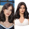 Dark Brown Short Bob Wig with Bangs – Layered Synthetic Hair 14 Inch Dark Brown Short Bob Wig with Bangs – Layered Synthetic Hair 14 Inch