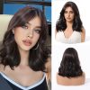 Dark Brown Short Bob Wig with Bangs – Layered Synthetic Hair 14 Inch Dark Brown Short Bob Wig with Bangs – Layered Synthetic Hair 14 Inch