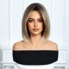 10 Inch Ash Brown Balayage Bob Wig - Honey Blonde Synthetic Hair 10 Inch Ash Brown Balayage Bob Wig – Honey Blonde Synthetic Hair