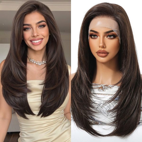 24 Inch Chestnut Brown Balayage Straight Wig – Synthetic Hair 24 Inch Chestnut Brown Balayage Straight Wig – Synthetic Hair