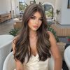 22 Inch Chestnut Brown Balayage Body Wave Wig with Bangs – Synthetic Hair 22 Inch Chestnut Brown Balayage Body Wave Wig with Bangs – Synthetic Hair