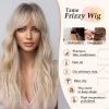 Platinum Blonde Long Body Wave Wig with Bangs – Rooted Ash Golden Synthetic Hair Platinum Blonde Long Body Wave Wig with Bangs – Rooted Ash Golden Synthetic Hair