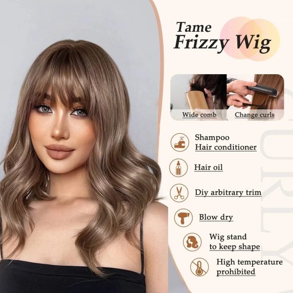 Ash Brown Balayage Body Wave Wig with Bangs – Caramel Honey Blonde Highlights Ash Brown Balayage Body Wave Wig with Bangs – Caramel Honey Blonde Highlights