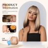 Ash Blonde Rooted Short Bob Wig – Dark Brown to Platinum Balayage Synthetic Hair