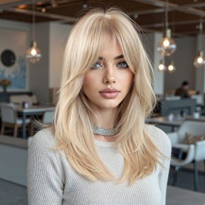 18 Inch Platinum Blonde Balayage Mid-Length Wavy Wig – Layered Synthetic Hair 18 Inch Platinum Blonde Balayage Mid-Length Wavy Wig – Layered Synthetic Hair