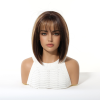 12 Inch Chestnut Brown Balayage Bob Wig with Bangs - Synthetic Hair 12 Inch Chestnut Brown Balayage Bob Wig with Bangs – Synthetic Hair