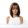 12 Inch Chestnut Brown Balayage Bob Wig with Bangs - Synthetic Hair 12 Inch Chestnut Brown Balayage Bob Wig with Bangs – Synthetic Hair