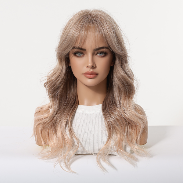 20 Inch Ash Blonde Body Wave Wig with Bangs – Synthetic Hair 20 Inch Ash Blonde Body Wave Wig with Bangs – Synthetic Hair