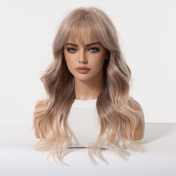 20 Inch Ash Blonde Body Wave Wig with Bangs – Synthetic Hair 20 Inch Ash Blonde Body Wave Wig with Bangs – Synthetic Hair