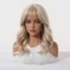 Ash Blonde Mid-Length Straight Wig with Bangs – Layered Synthetic Hair 16 Inch Ash Blonde Mid-Length Straight Wig with Bangs – Layered Synthetic Hair 16 Inch