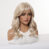 Ash Blonde Mid-Length Straight Wig with Bangs – Layered Synthetic Hair 16 Inch Ash Blonde Mid-Length Straight Wig with Bangs – Layered Synthetic Hair 16 Inch