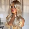 26 Inch Platinum Blonde Long Wavy Wig – Dark-Rooted Icy Synthetic Hair 26 Inch Platinum Blonde Long Wavy Wig – Dark-Rooted Icy Synthetic Hair