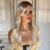 26 Inch Platinum Blonde Long Wavy Wig – Dark-Rooted Icy Synthetic Hair 26 Inch Platinum Blonde Long Wavy Wig – Dark-Rooted Icy Synthetic Hair