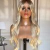 26 Inch Platinum Blonde Long Wavy Wig – Dark-Rooted Icy Synthetic Hair 26 Inch Platinum Blonde Long Wavy Wig – Dark-Rooted Icy Synthetic Hair
