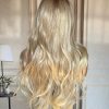 26 Inch Platinum Blonde Long Wavy Wig – Dark-Rooted Icy Synthetic Hair 26 Inch Platinum Blonde Long Wavy Wig – Dark-Rooted Icy Synthetic Hair