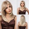 Ash Blonde Shoulder Length Wig – Dark Rooted Platinum Tips Straight Synthetic Hair Ash Blonde Shoulder Length Wig – Dark Rooted Platinum Tips Straight Synthetic Hair