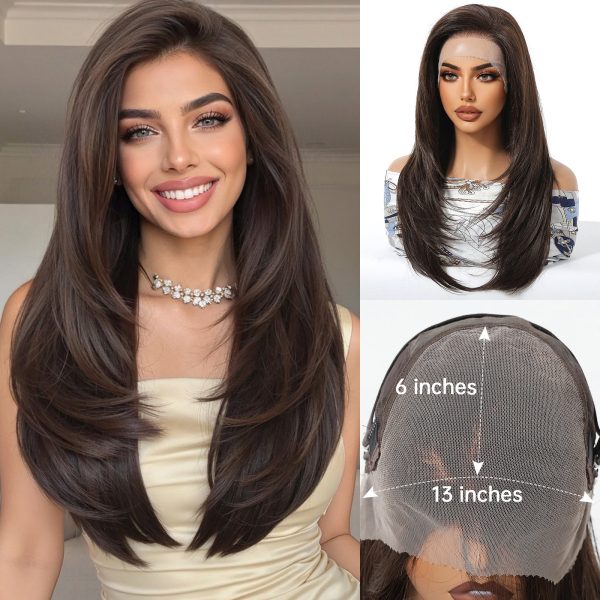 24 Inch Chestnut Brown Balayage Straight Wig – Synthetic Hair 24 Inch Chestnut Brown Balayage Straight Wig – Synthetic Hair