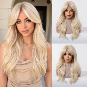 22 Inch Platinum Blonde Straight Wig with Bangs – Layered Synthetic Hair 22 Inch Platinum Blonde Straight Wig with Bangs – Layered Synthetic Hair