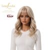 Ash Blonde Mid-Length Straight Wig with Bangs – Layered Synthetic Hair 16 Inch