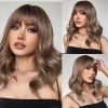 Ash Brown Balayage Body Wave Wig with Bangs – Caramel Honey Blonde Highlights Ash Brown Balayage Body Wave Wig with Bangs – Caramel Honey Blonde Highlights
