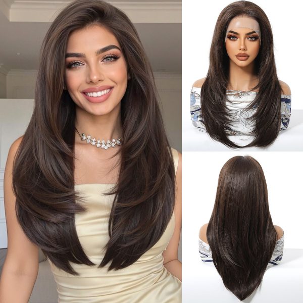 24 Inch Chestnut Brown Balayage Straight Wig – Synthetic Hair 24 Inch Chestnut Brown Balayage Straight Wig – Synthetic Hair