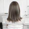 16 Inch Brown Bob Wig with Bangs - Silver Balayage Synthetic Hair 16 Inch Brown Bob Wig with Bangs – Silver Balayage Synthetic Hair