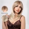 Ash Blonde Shoulder Length Wig – Dark Rooted Platinum Tips Straight Synthetic Hair Ash Blonde Shoulder Length Wig – Dark Rooted Platinum Tips Straight Synthetic Hair