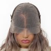 24 Inch Ash Blonde Ombre Long Wavy Wig – Dark Roots to Light Ends Synthetic Hair