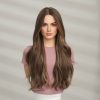 24 Inch Medium Brown Wavy Wig – Caramel Highlight Synthetic Hair 24 Inch Medium Brown Wavy Wig – Caramel Highlight Synthetic Hair