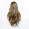 24 Inch Brown Balayage Body Wave Wig with Bangs – Synthetic Hair