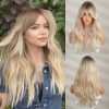 Platinum Blonde Long Body Wave Wig with Bangs – Rooted Ash Golden Synthetic Hair Platinum Blonde Long Body Wave Wig with Bangs – Rooted Ash Golden Synthetic Hair