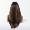 22 Inch Chestnut Brown Balayage Wavy Wig with Bangs – Synthetic Hair