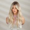 Platinum Blonde Long Body Wave Wig with Bangs – Rooted Ash Golden Synthetic Hair Platinum Blonde Long Body Wave Wig with Bangs – Rooted Ash Golden Synthetic Hair