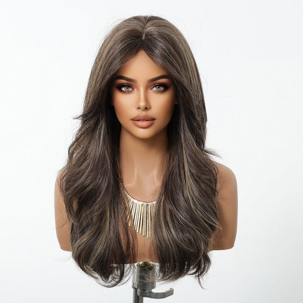 22 Inch Chestnut Brown Balayage Body Wave Wig with Bangs – Synthetic Hair 22 Inch Chestnut Brown Balayage Body Wave Wig with Bangs – Synthetic Hair