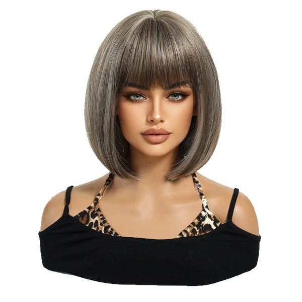 Ash Blonde Short Bob Wig with Bangs – Light Icy Cool-Tone Synthetic Hair 10 Inch Ash Blonde Short Bob Wig with Bangs – Light Icy Cool-Tone Synthetic Hair 10 Inch