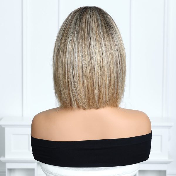10 Inch Ash Brown Balayage Bob Wig - Honey Blonde Synthetic Hair 10 Inch Ash Brown Balayage Bob Wig – Honey Blonde Synthetic Hair