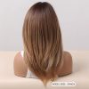 Shoulder Length Warm Brown Caramel Straight Wig with Bangs – Synthetic Hair