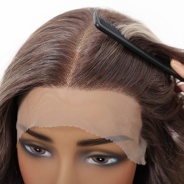 24 Inch Ash Blonde Ombre Long Wavy Wig – Dark Roots to Light Ends Synthetic Hair