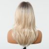 Ash Blonde Long Wavy Wig with Bangs – Cool Multi-Tonal Layered Synthetic Hair