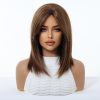 14 Inch Chestnut Brown Wavy Bob Wig – Caramel Synthetic Hair