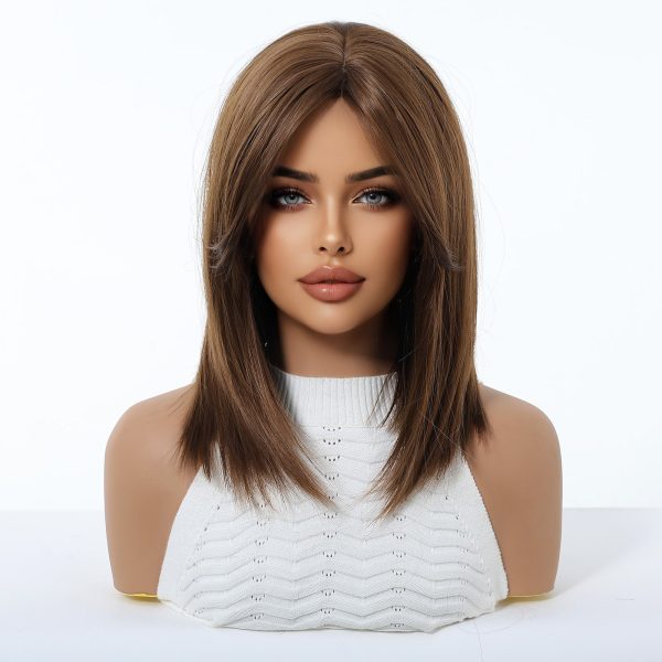 14 Inch Chestnut Brown Wavy Bob Wig – Caramel Synthetic Hair