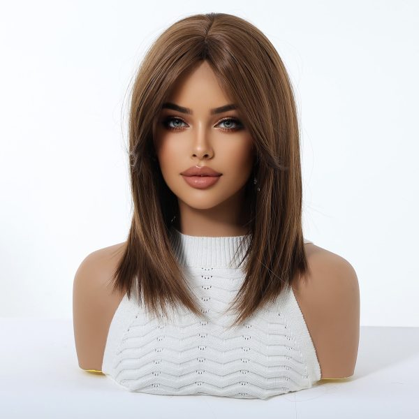 14 Inch Chestnut Brown Wavy Bob Wig – Caramel Synthetic Hair